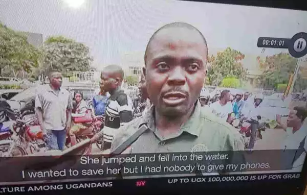 Ugandan Man Watches Woman Drown Because No One To Help Him Hold His Phones(Photo)